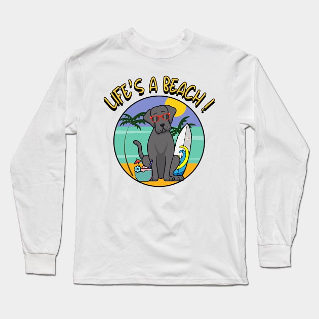 Funny Big Dog is chilling on the beach Long Sleeve T-Shirt by Pet Station